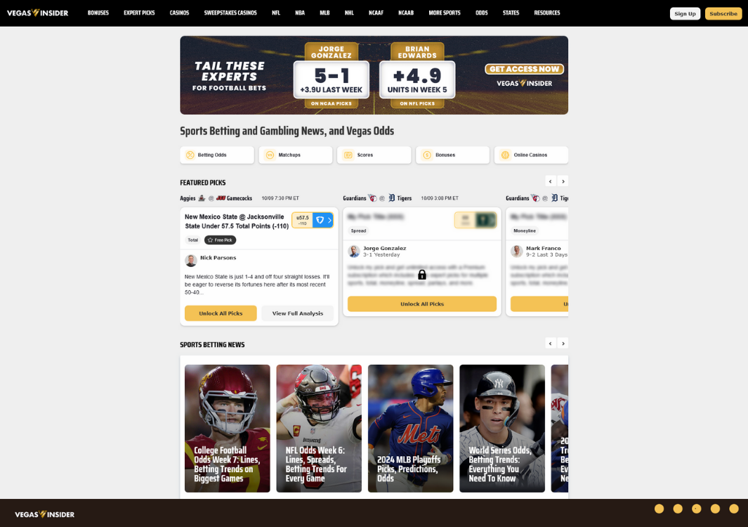 homepage Vegas Insiders