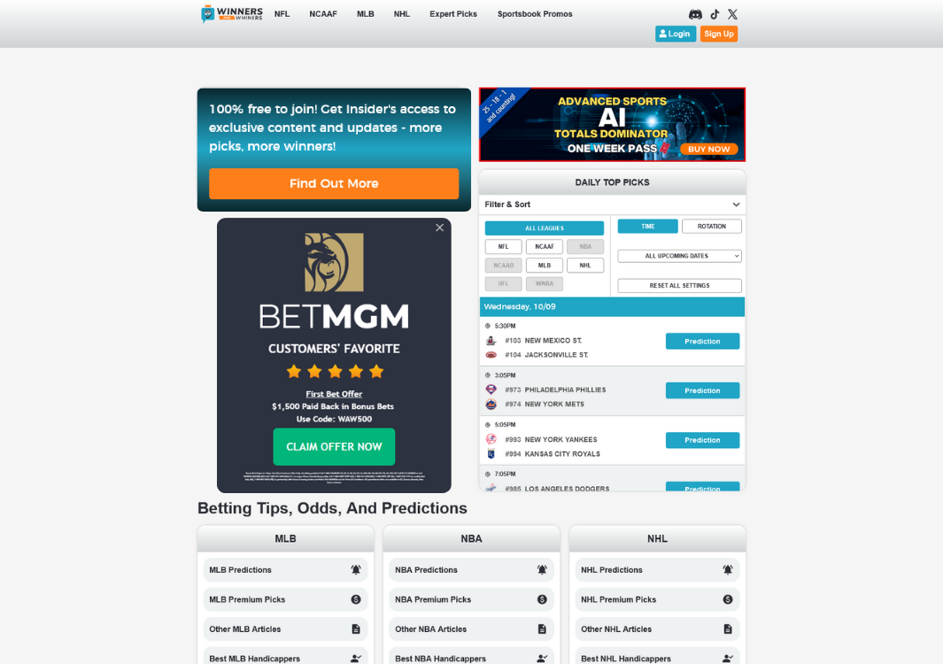 homepage winners and whinners
